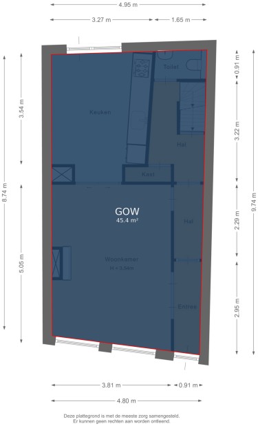 Plattegrond niet in brochure