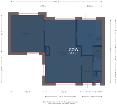 Plattegrond niet in brochure